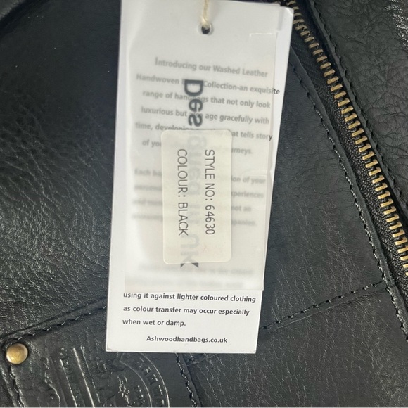 Ashwood Genuine Leather Studded Black Crossbody Bag Boho Saddle Hobo NWT - Picture 12 of 15